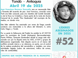 Ya van 52 asesinatos en Colombia en lo que va de año